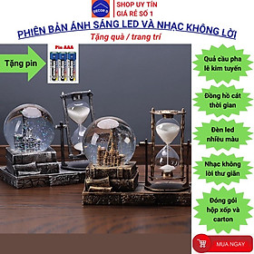 Mua Đồng hồ cát  Quả cầu pha lê tuyết tháp cổ - Ánh sáng led  Nhạc cổ điển  Kim tuyến chuyển động – Decor  quà tặng