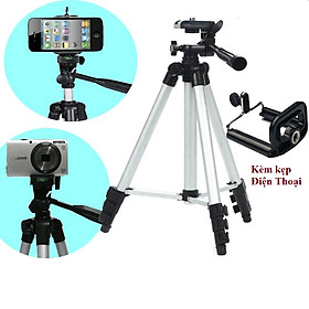 Hình ảnh Chân máy ảnh Tripod 3110 khung hợp kim nhôm Kiêm giá đỡ Điện thoại tặng kèm Kẹp