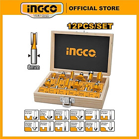 Mua Bộ 12 mũi phay gỗ mũi 8mm INGCO AKRT1211