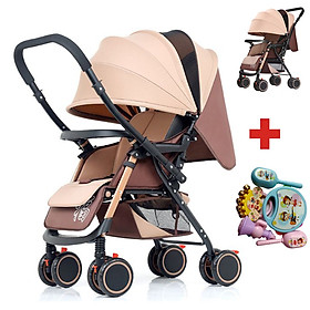Xe đẩy du lịch 2 chiều 3 tư thế A6 gấp gọn, chỉ 5,6 kg xách tay gấp lại dễ dàng mang theo - TẶNG KÈM BỘ ĐỒ CHƠI XÚC XẮC ĐÁNG YÊU CHO BÉ