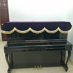 khăn phủ đàn Piano cơ & Piano Điện vải nhung màu tím Hoa Cà 