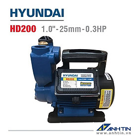 Máy bơm nước đa năng HYUNDAI HD200 | Công suất 200W | 25 mm/ 1 inch | Cột áp 27m - Cột hút 9m