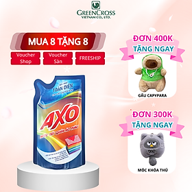 [Tặng 8 túi cùng loại] Combo 8 túi Nước tẩy quần áo màu AXO đánh bay vết bẩn 400ml Hương Tươi Mát