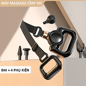 Máy massage cổ vai gáy, máy massage cầm tay có đai kèm 4 đầu, 5 chế độ