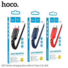 Cáp Sạc Nhanh Dành Cho Hoco. X59 2.4A Dây Dù Cổng Type-C Dài 2M Hàng Chính Hãng