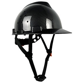 Mô hình sợi carbon Mũ bảo hộ lao động công nghiệp cho kỹ sư xây dựng Mũ cứng Mũ làm việc bằng vỏ ABS cho nam Màu sắc: BE BLACK VENTED