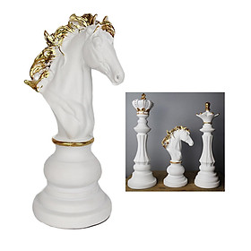 Resin Chess Figurine King Queen Knight Statue Sculpture Ornament Collectible Figurines Craft Furnishing Decor for Home Office Hotel