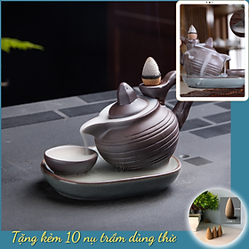 Mua Thác khói trầm hương BỘ ẤM TRÀ Tặng 10 nụ trầm- thác khói toả ngược dùng đốt hoặc xông nụ trầm hương