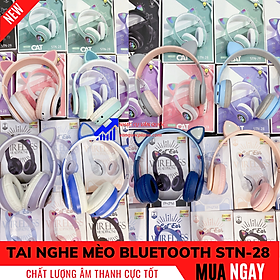Mua Tai Nghe Chụp Tai Bluetooth STN28 Không Dây Tai Mèo Đáng Yêu Có Đèn LED