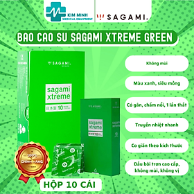 Bao cao su Sagami Xtreme type E green hộp 10 chiếc