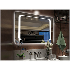 Gương đèn led phòng tắm GNT01 (500 x 700mm) - Tích hợp đèn led và công tắc cảm ứng trên gương - trắng
