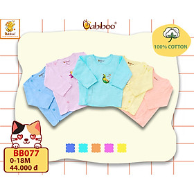 Áo sơ sinh cho bé Babiboo áo tay dài trơn màu vải cotton mềm mịn BB77