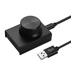 USB Volume Control Knob Computer Audio Volume Controller Adjuster Supports Mute Function with USB Cable for Win (Black)