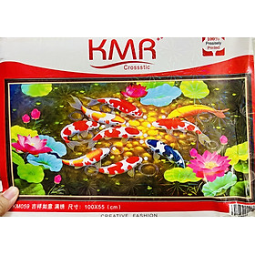Mua Tranh thêu kín Cửu ngư  quần hội KM059  kích thước 100 x 55 cm