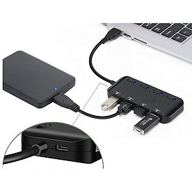 Mua Hub chia usb 3.0 Ultra Slim có công tắc (4 cổng) - Bộ chia cổng USB 1 ra 4