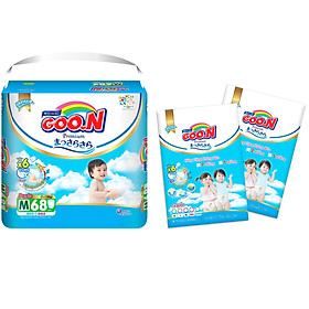 Tã quần Goon Premium cao cấp gói siêu đại M68 (7kg ~ 12kg) + Tặng thêm 10 miếng cùng size