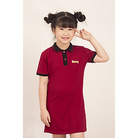 Đầm cho bé gái họa tiết dễ thương xinh xắn chất liệu thun mát phối màu cổ bẻ GUMAC DKA514 màu Đỏ và Kem ( dành cho bé gái từ 12 tháng đến 7 tuổi)