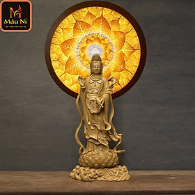 Mua Hào quang in trúc chỉ Lá Bồ Đề  khung sắt  Đường kính 30cm (thích hợp đặt tượng thờ cao 25cm đến 40cm)