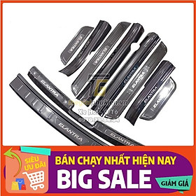COMBO Nẹp bước chân và ốp chống trầy cốp Hyundai Elantra 2017-2020 vân Carbon