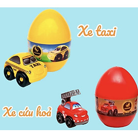 Đồ Chơi Lắp Ghép - Combo 2 Mô Hình Lắp Ghép Ô Tô Xe Taxi và Xe Cứu Hỏa, Đồ Chơi Bóc Trứng Khủng Long Thần Kì Cho Bé 