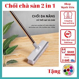 Mua  Chổi quét Dụng cụ vệ sinh  Cây chổi chà sàn vệ sinh 2 in 1 Vừa Chà Sàn Nhà Vừa lau Được kính - Cán dài 115Cm - Màu Ngẫu Nhiên - Tặng kèm miếng rửa chén