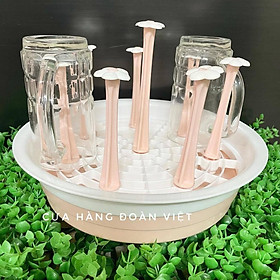 Mua Dĩa Khay úp ly  khay úp cốc 8 nhánh để ly 28cm- Tháo ráp tiện lợi  nhựa cao cấp chống bám bẩn.
