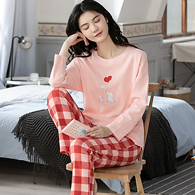 Trang phục thu đông nữ mặc nhà cotton dày dặn 8645