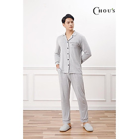 Bộ pyjamas nam dài tay vải bamboo tự nhiên cao cấp Chou's - màu ghi