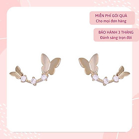 Khuyên tai bạc 925 thiết kế nối tiếp nhau trẻ trung mới lạ độc đáo lấp lánh long lanh Dế Bạc - K6012