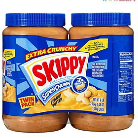 [Date 03/2025] Set 2 Hộp Bơ Đậu Phộng Hạt Skippy Super Chunk Peanut Butter của Mỹ 2.72kg