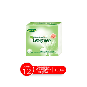 Combo 12 bao giấy vệ sinh đa năng let-green 10*21cm, 130 tờ/bao