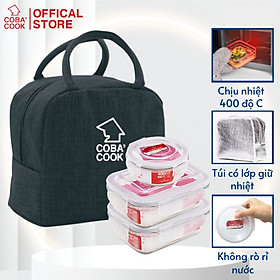 Mua Bộ 3 Hộp Cơm Thủy Tinh Chịu Nhiệt COBACOOK 2 Hộp 1041ml 1 Hộp 400ml Kèm Túi Giữ Nhiệt- CCR4L13BB
