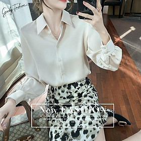 Áo sơ mi lụa nữ Thương hiệu GINDY basic công sở thiết kế sang trọng Sơ Mi Lụa A10055