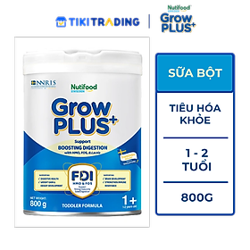 Sữa bột Nutifood Sweden GrowPLUS+ Tiêu Hóa (Xanh Nhạt) 1+ - Tiêu hóa khỏe, tăng cân (Lon 800g)