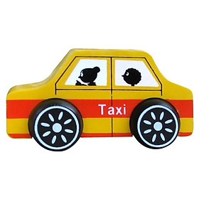 Đồ chơi xe taxi bằng gỗ cầm tay cho bé