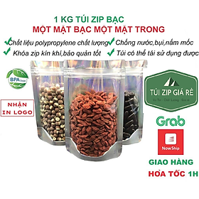 Túi zip bạc 1 mặt bạc 1kg túi gói hàng đáy đứng đựng thực phẩm cao cấp nhiều size tiện lợi