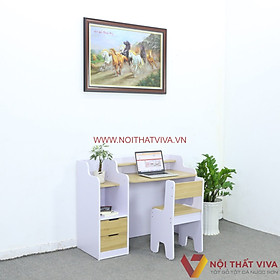 Mua Bàn Học Sinh Bằng Gỗ MDF Melamine Có Kệ Trang Trí Màu Vàng Phối Trắng Đẹp