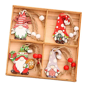 12Pcs Gnome Christmas Wooden Hanging Ornaments Embellishments Door Cutouts
