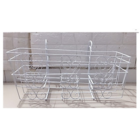 3 Giỏ Sắt Treo Chậu Hoa Ban Công Hình Chữ Nhật KT 56x18x15Cm - Màu Trắng