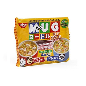 Combo 5 gói Mì ăn dặm cho trẻ trên 1 tuổi Nissin MUG Cup Noodle 96g (4 gói nhỏ bên trong, 2 hương vị) - Nhập khẩu Nhật Bản