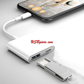 Mua Dây cáp OTG Li⚡ting sang USB có sạc cho Táo Phone kết nối USB xem phim giải trí giải phóng dùng lượng cho Táo Phone Pad 【USBgiare Com】