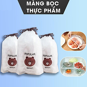Mua SET 100 CHIẾC Màng bọc thực phẩm co giãn siêu dai có chun kèm túi gấu