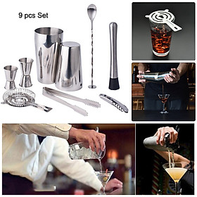 Bộ 9 Dụng Cụ Pha Chế Cocktail Bằng Thép Không Gỉ