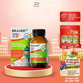 Viên mềm Dầu gan cá Tuyết tinh khiết và DHA Brauer Baby & Kids Ultra Pure Cod Liver Oil with DHA cho bé trên 1 tuổi (90 viên) - Nhập khẩu Australia