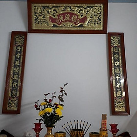 Mua Bộ cuốn thư câu đối khung gỗ nền đồng