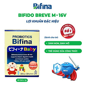 Bifina Baby Nhật Bản - Hộp 30 gói - Phòng ngừa biến chứng cho trẻ sinh non, sinh mổ, dùng sữa công thức