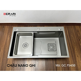 Mua Chậu rửa 1 hố Nano ghi cao cấp kèm chậu nhỏ bên trong mã GC.7545B thương hiệu Gerari