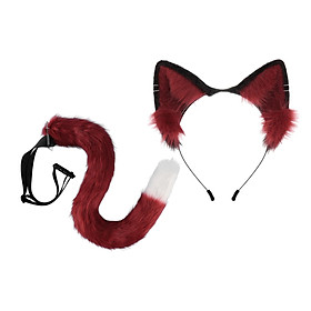 Cosplay Ear Cat Headdress with Tail Set Accessories Costume Decoration for Animal Themed Parties Stage Shows Carnival Dress up Halloween