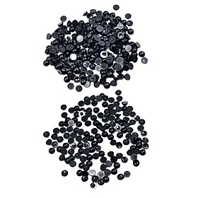 350 Pieces Black Half Pearl Beads Flat Back Cabochon For DIY Scrapbooking Crafts 6mm 8mm