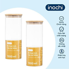 Hũ thuỷ tinh nắp tre inochi - Nikko 1500ml